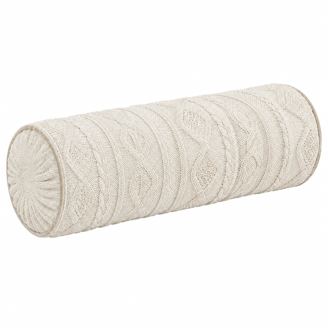 Nackenrolle 15 x 45 cm Baumwollstrick Creme - zylindrisches Dekokissen