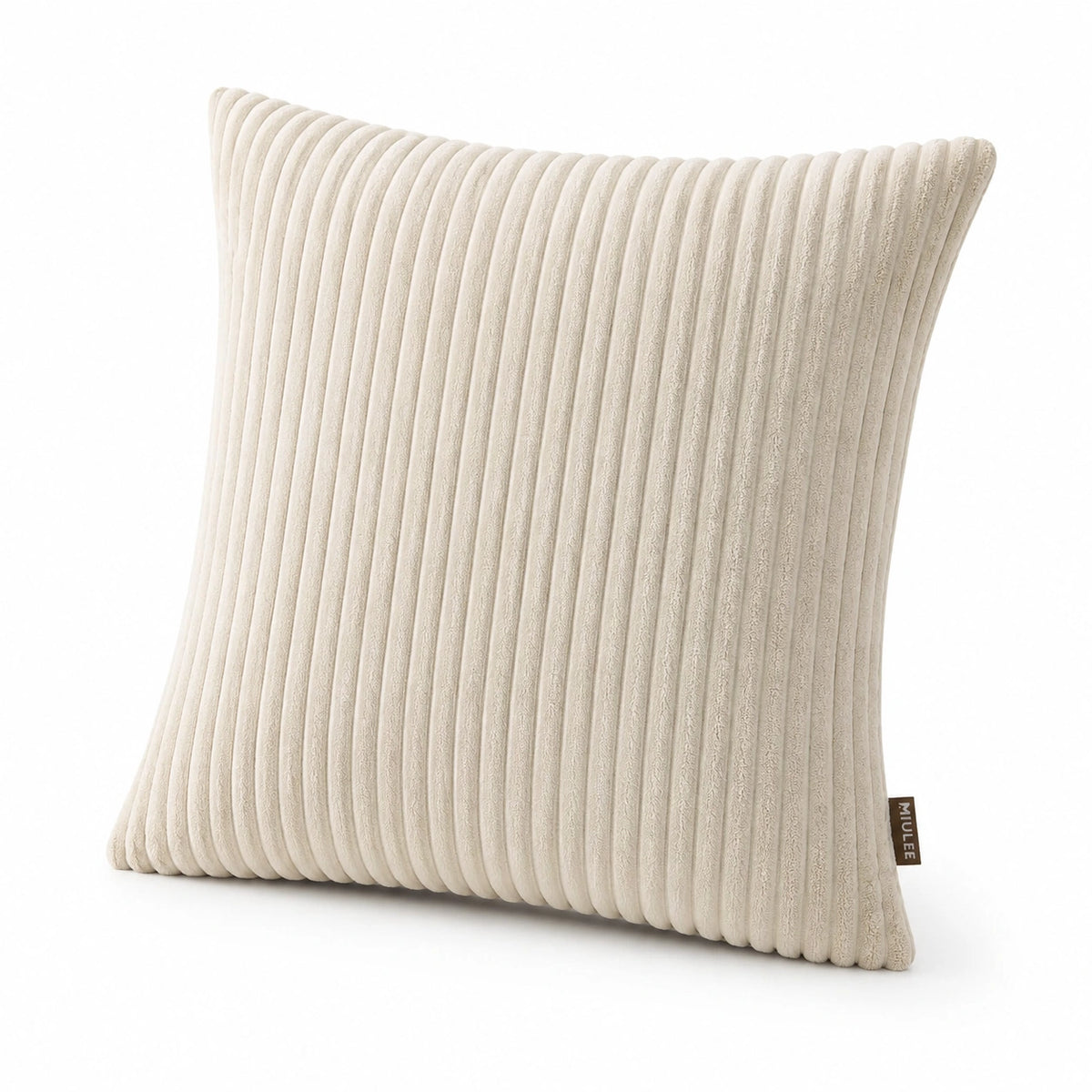 Dekokissen 45 x 45 cm aus geripptem Textil in Creme für Wohnraum