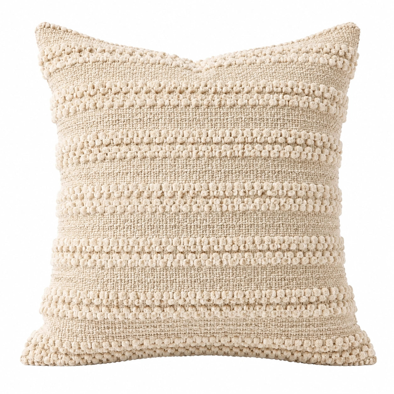 Dekokissen 45 x 45 cm Textil Creme strukturiert