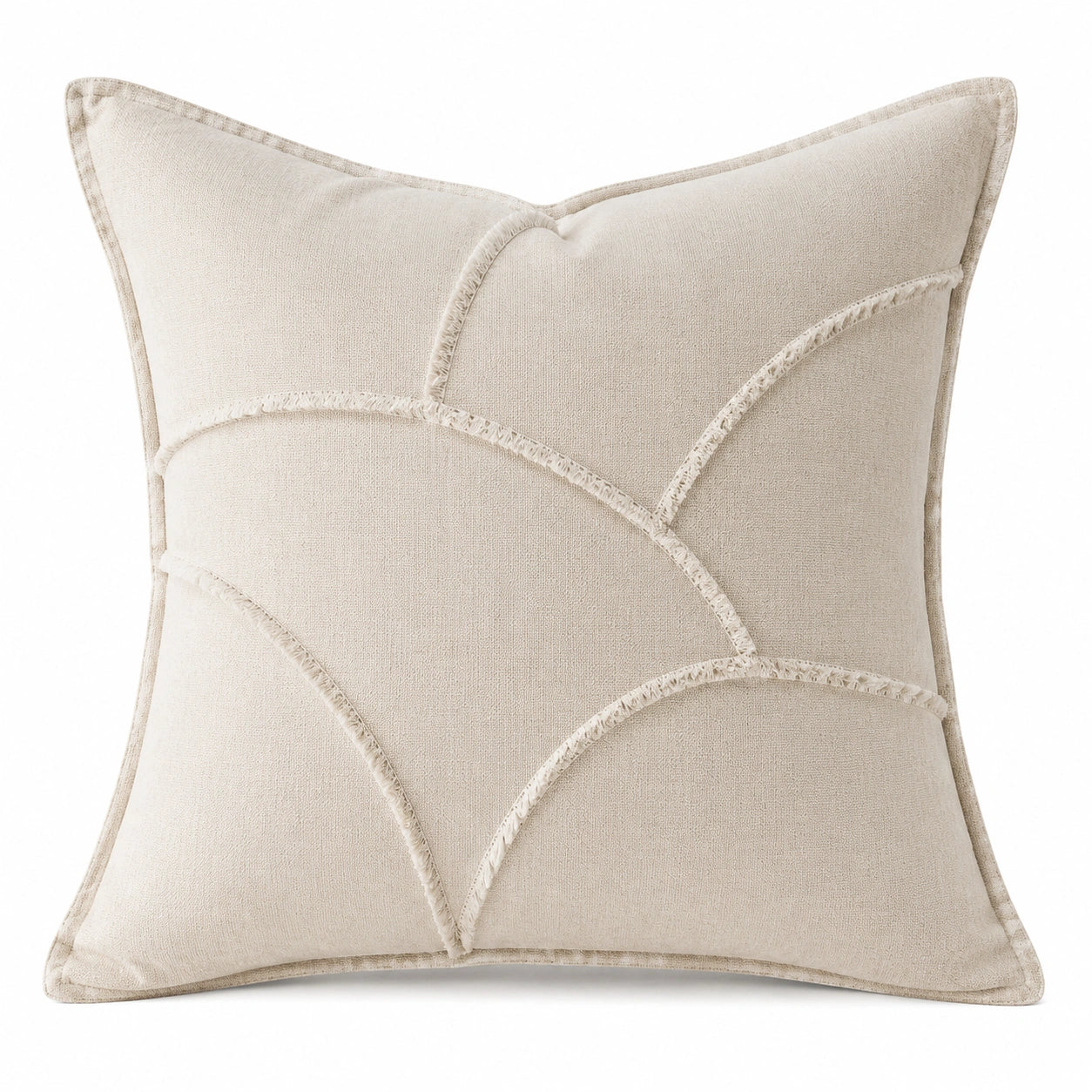 Zierkissen 45 cm Beige Textil mit Bogensteppung