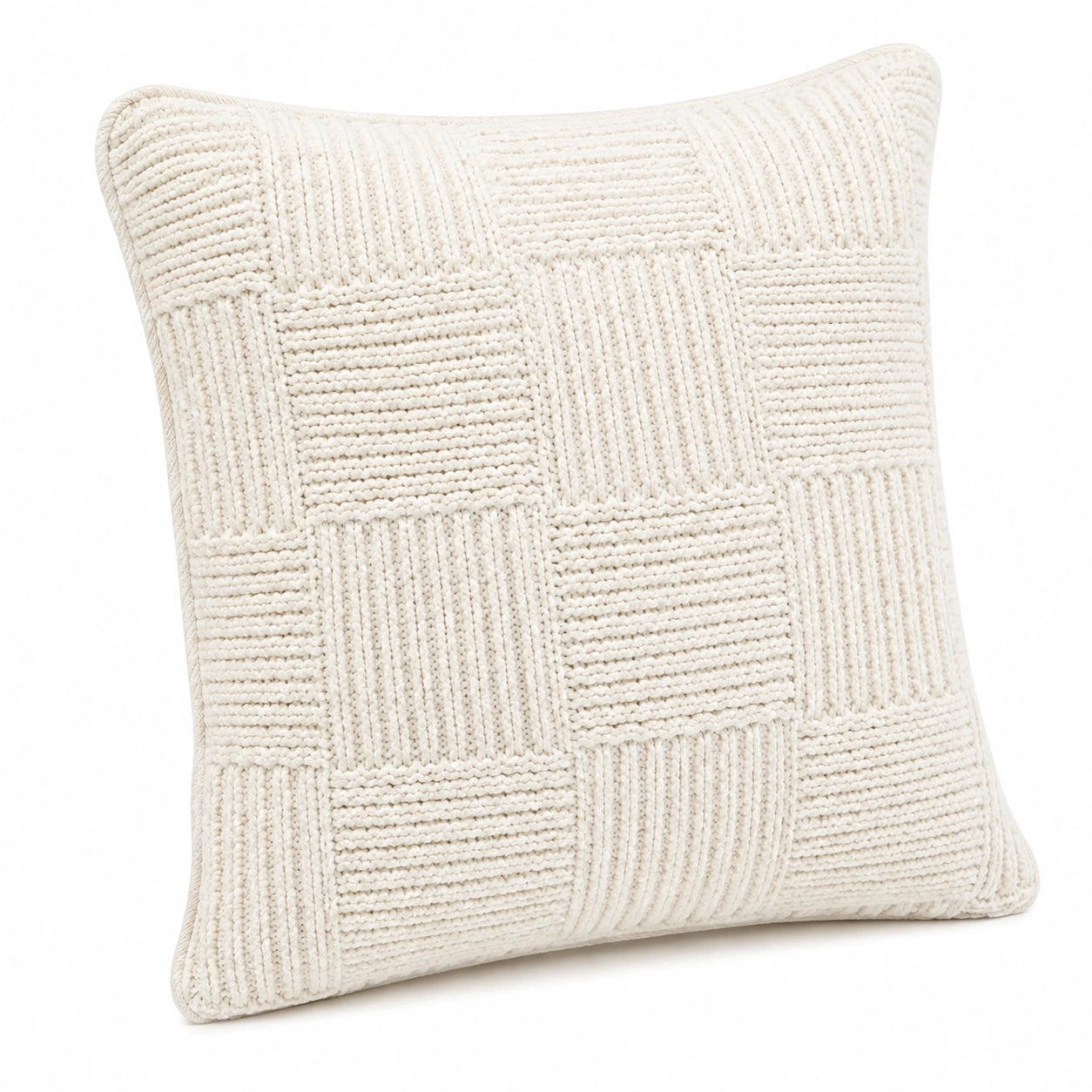 Dekokissen 45 x 45 cm Creme Textil in Strickoptik