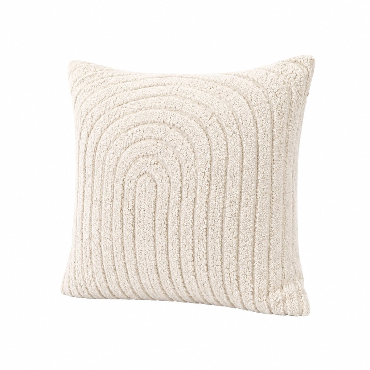 Dekokissen 45 x 45 cm aus Textil in Creme mit Bouclé-Struktur