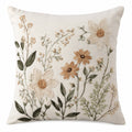 Dekokissen 45 x 45 cm Creme Textil mit Blumenstickerei