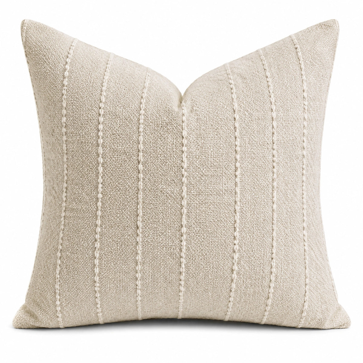 Dekokissen 45 x 45 cm Beige Textil Gewebt Gestreift