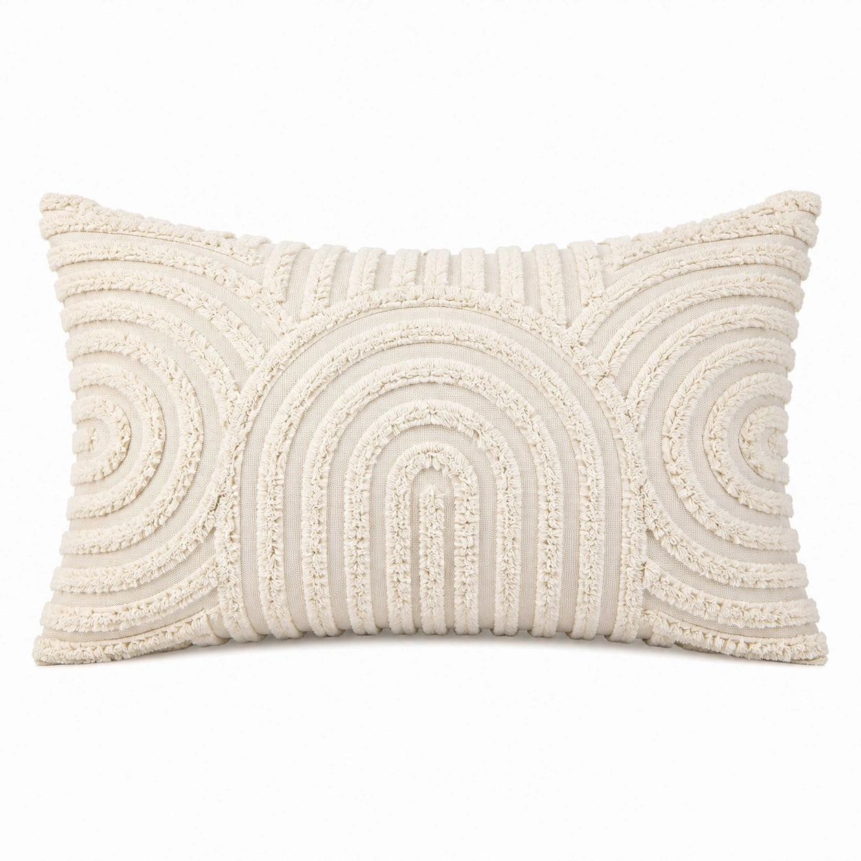 Dekokissen 50 x 30 cm Creme Textil mit Reliefstruktur