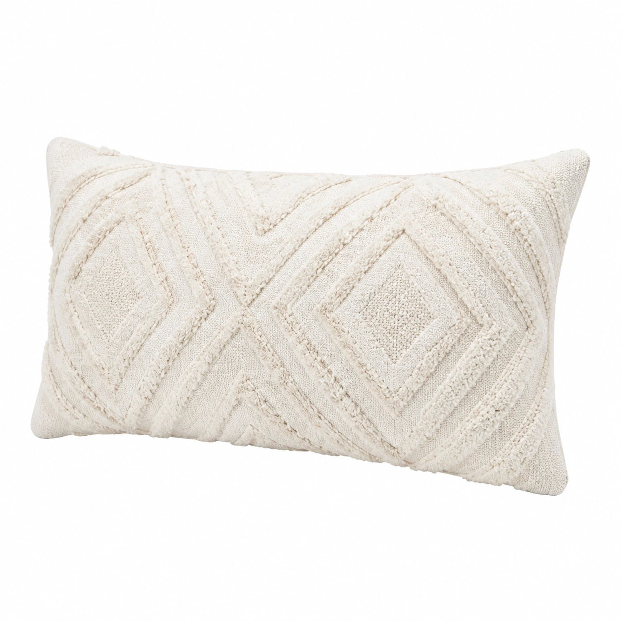 Dekokissen 50 x 30 cm Textil Creme geometrisches Strukturmuster