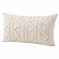 Dekokissen 50 x 30 cm Creme Textil mit Strukturmuster im Boho-Stil