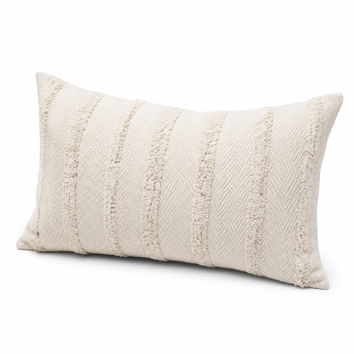 Dekokissen 50 x 30 cm Textil Creme für Wohnbereich mit Strukturmuster