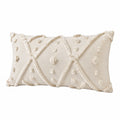 Dekokissen 50 x 30 cm Creme Textil mit Fransen Boho