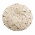 Rundes Zierkissen 40 cm aus Textil in Creme - geflochtene Oberfläche