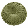 Rundkissen 45 cm aus Velours Grün mit Rüschen für Sofa und Bett