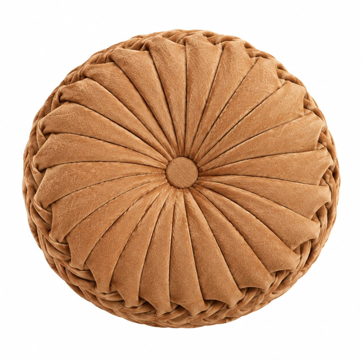 Rundes Zierkissen 40 cm aus Polyester in Braun mit Faltenstruktur