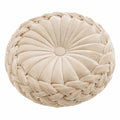 Rundes Zierkissen 40 cm aus Polyesterplüsch in Beige mit geflochtener Struktur