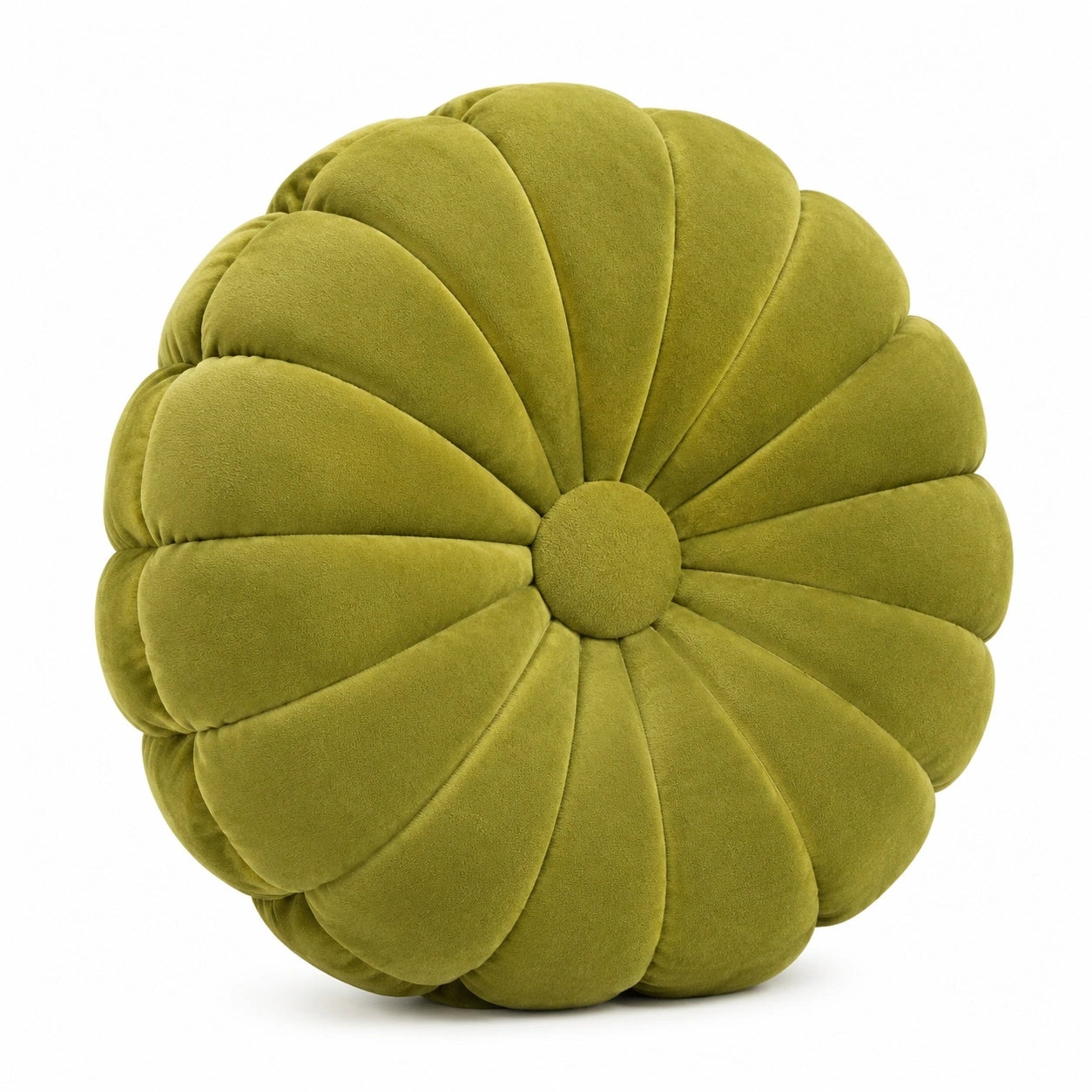 Dekokissen 45 cm Samt Olivgrün Blumenform weich